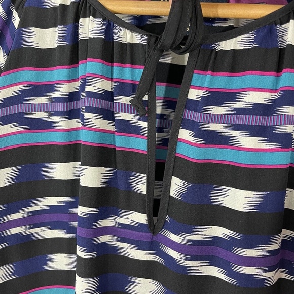 Yumi Kim Women’s Size XS Multi Color Striped Silk Lightweight Tie Keyhole Dress - Picture 5 of 12